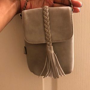 A gray small should bag